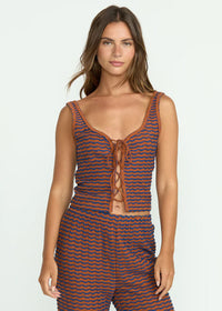 Hot Tides Knit Tie Tank - Sedona