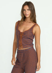 Hot Tides Knit Tie Tank - Sedona
