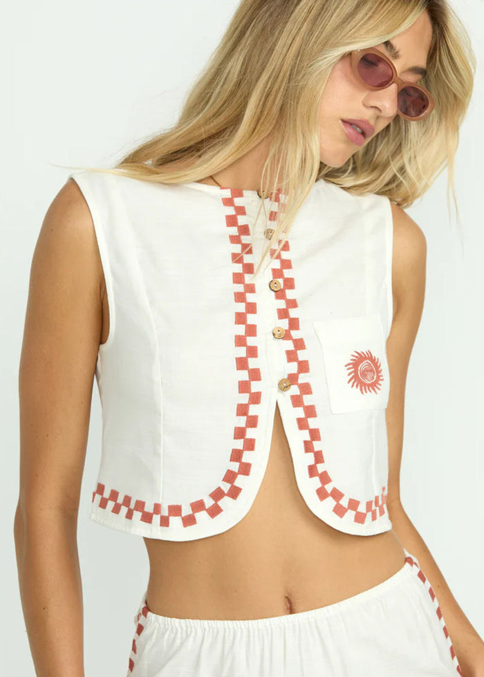 Secret Cove Woven Top - Salt Crystal