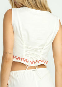 Secret Cove Woven Top - Salt Crystal