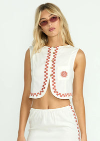 Secret Cove Woven Top - Salt Crystal