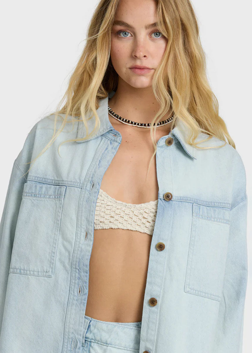 Jade Saltwashed Long Sleeve Top - Blue Mist