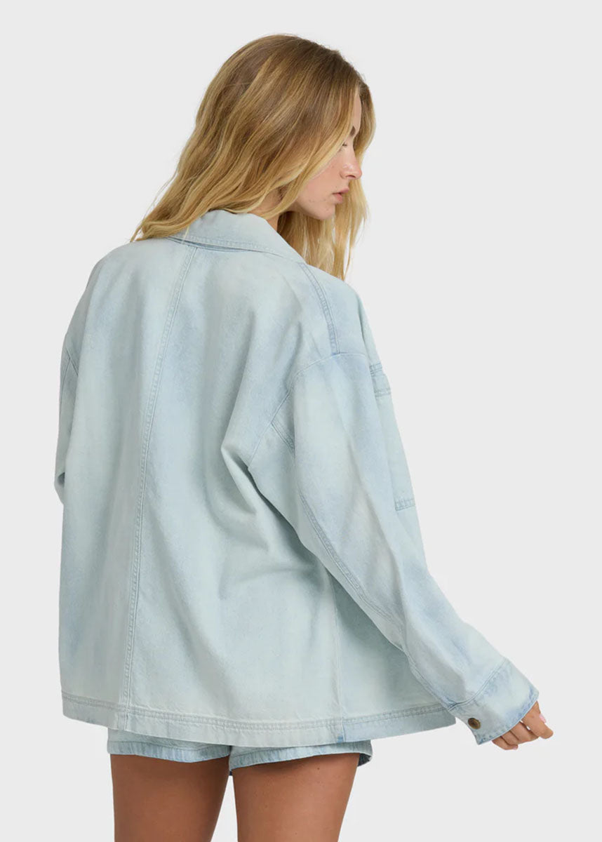 Jade Saltwashed Long Sleeve Top - Blue Mist