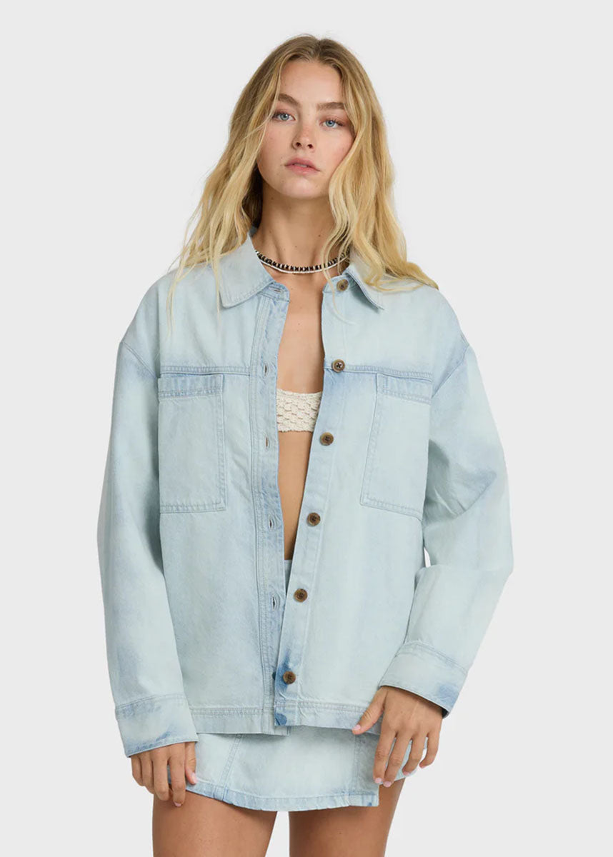 Jade Saltwashed Long Sleeve Top - Blue Mist