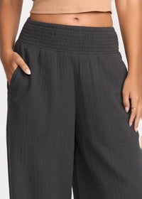 New Waves Gauze Elastic Pants - Black Sands