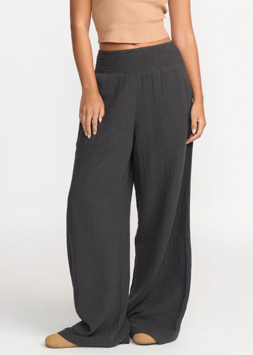 New Waves Gauze Elastic Pants - Black Sands