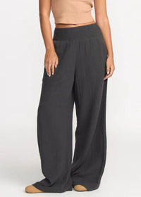 New Waves Gauze Elastic Pants - Black Sands