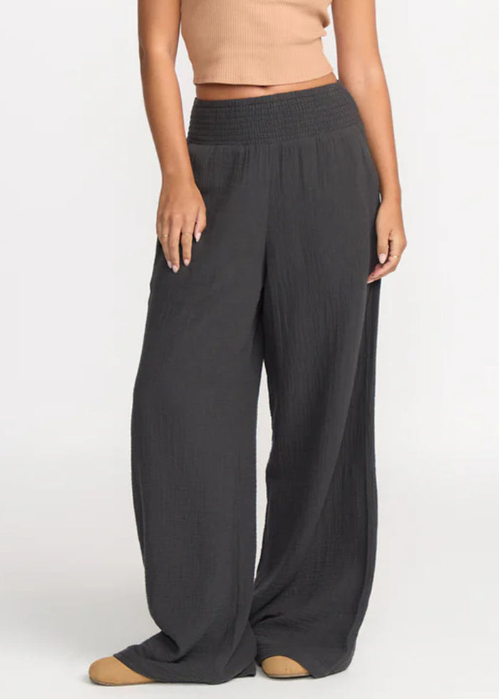 New Waves Gauze Elastic Pants - Black Sands