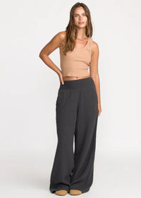 New Waves Gauze Elastic Pants - Black Sands