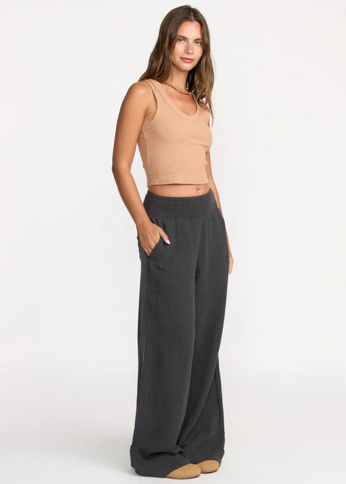 New Waves Gauze Elastic Pants - Black Sands