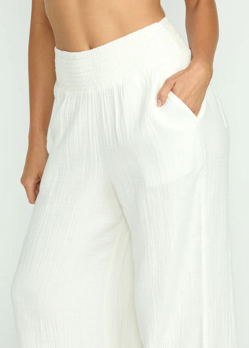 New Waves Gauze Elastic Pants - Salt Crystal