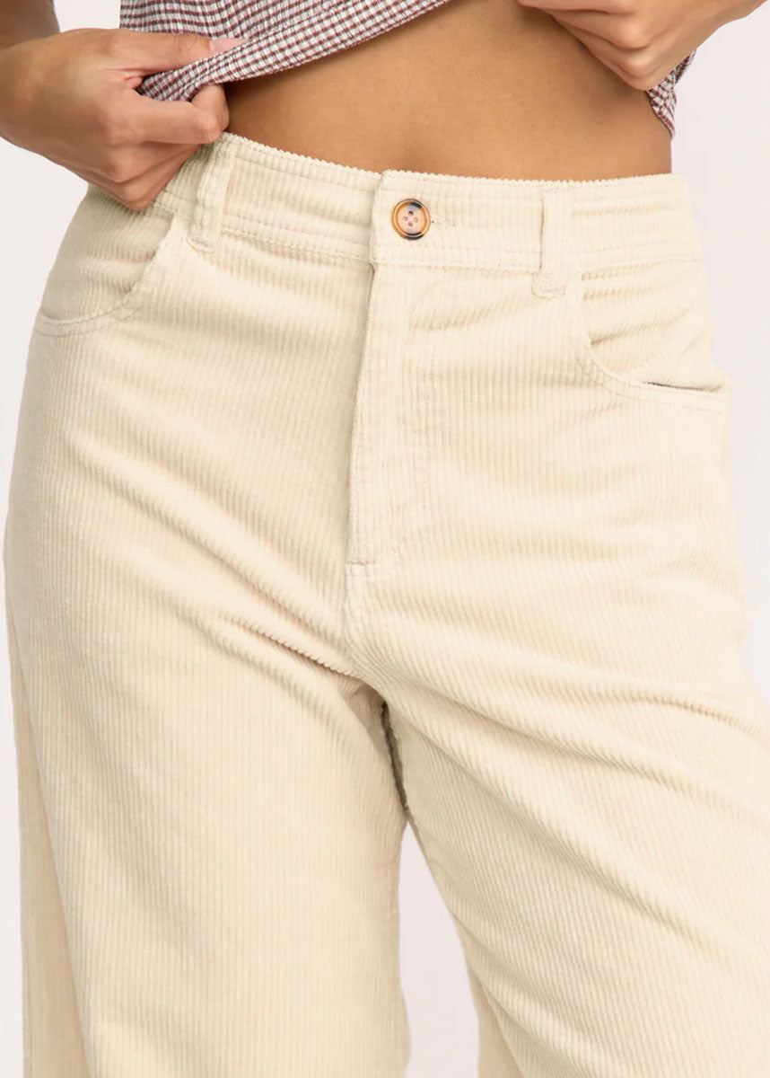 Free Fall Wide Leg Cord Pants - White Cap