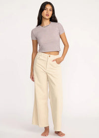 Free Fall Wide Leg Cord Pants - White Cap
