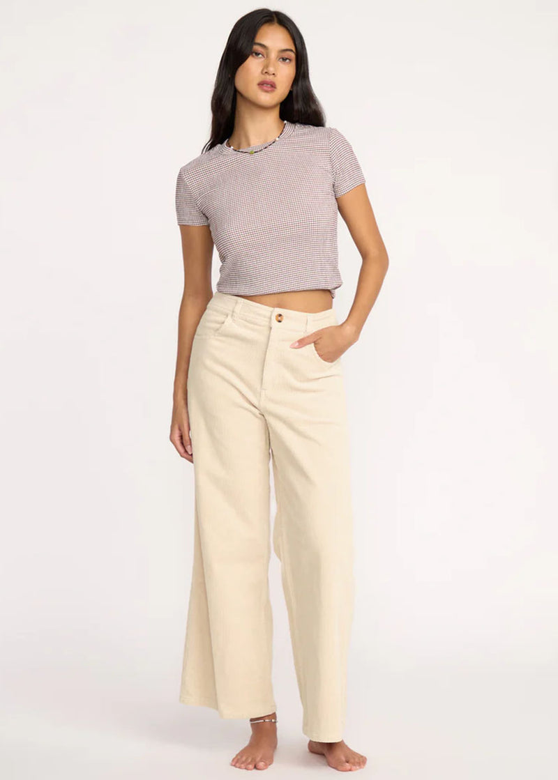 Free Fall Wide Leg Cord Pants - White Cap