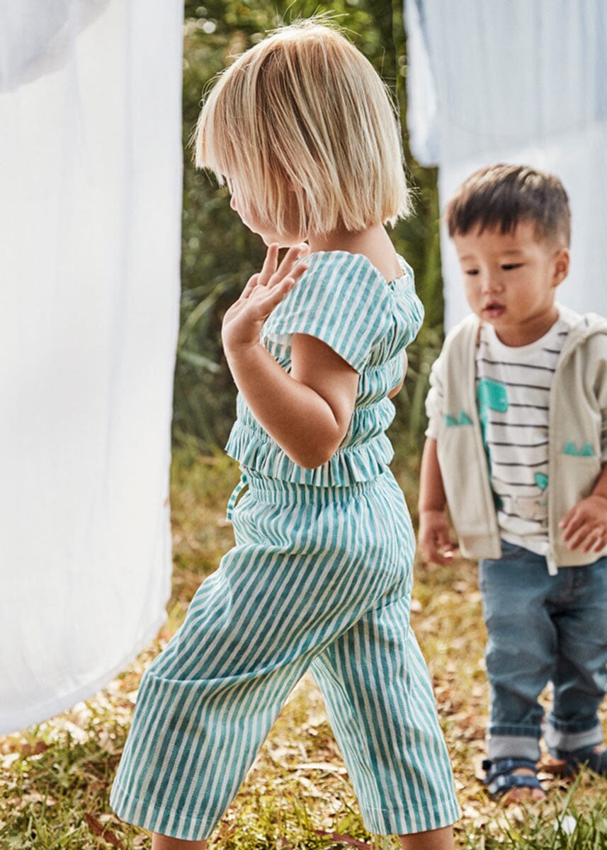 Bowie Striped Smock Top & Pant Set - Emerald