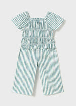 Bowie Striped Smock Top & Pant Set - Emerald