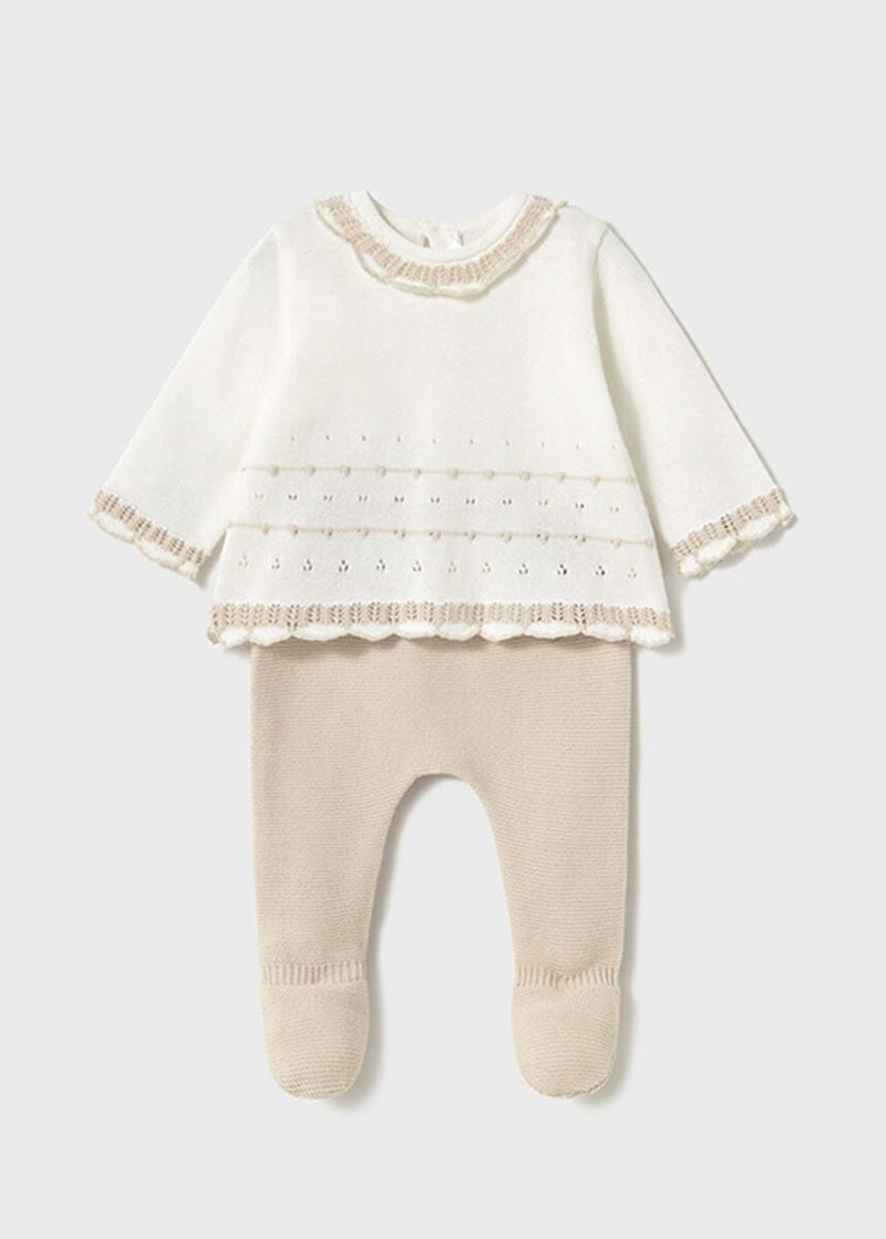 Valentina Knit Top & Footies Set - Stone