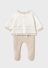 Valentina Knit Top & Footies Set - Stone