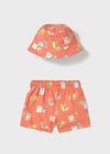 Arden Swim Shorts & Bucket Hat Set - Coral