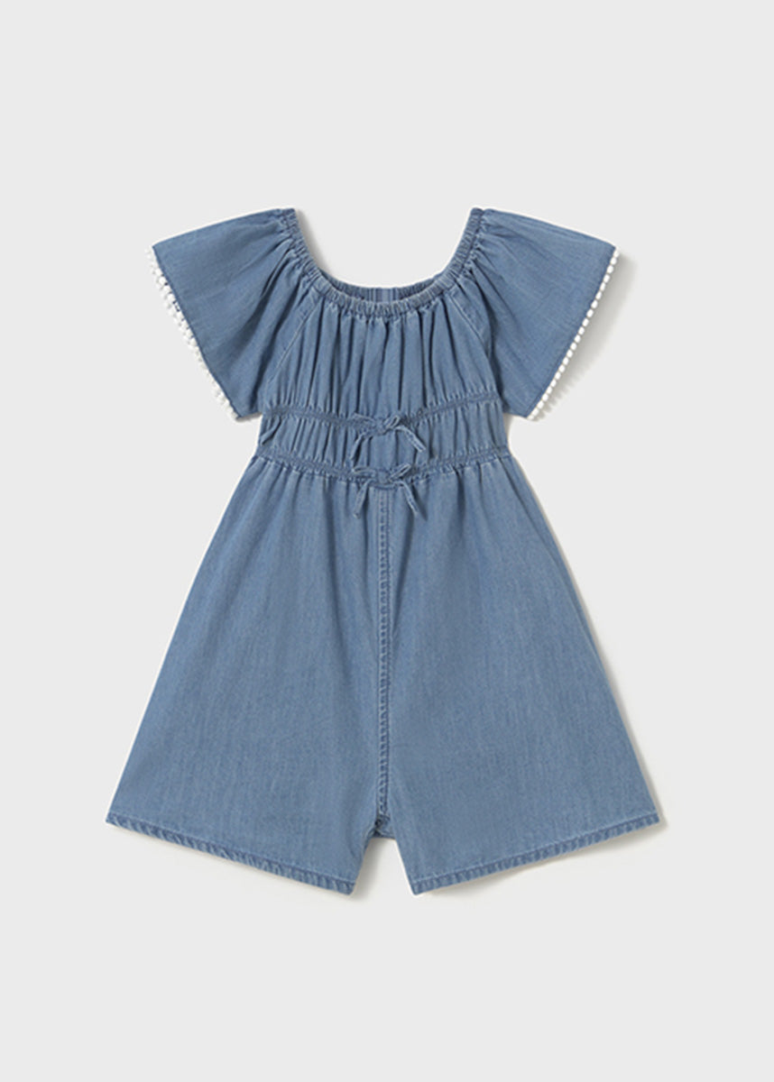 Emmerson Ruffle Romper - Light Denim