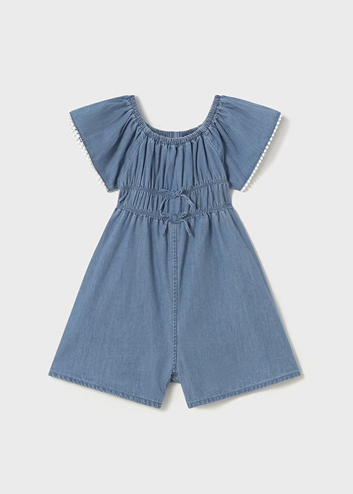 Emmerson Ruffle Romper - Light Denim