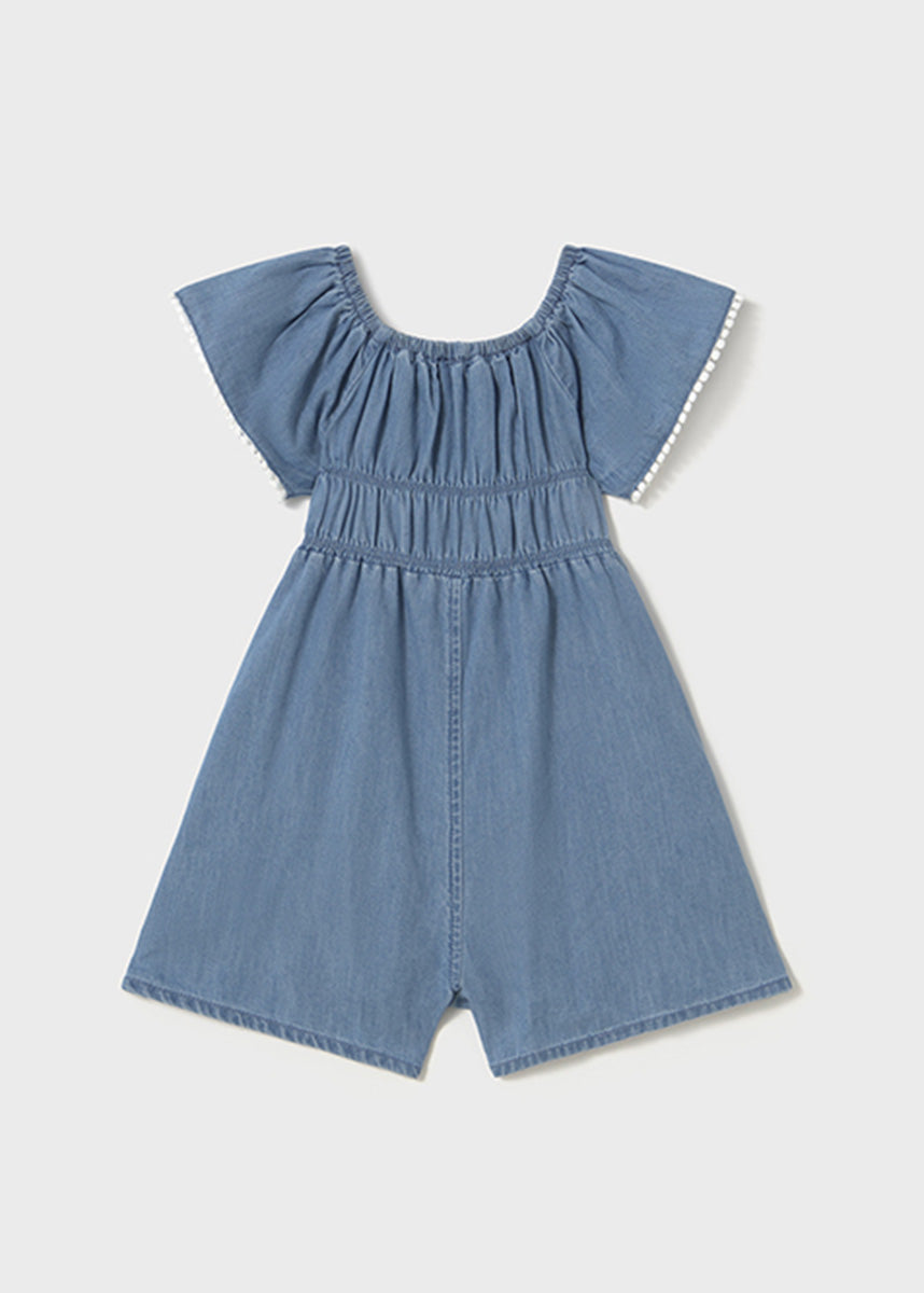 Emmerson Ruffle Romper - Light Denim