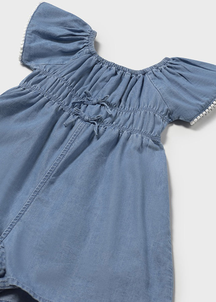 Emmerson Ruffle Romper - Light Denim