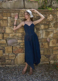 Myles Handkerchief Denim Midi Dress - Indigo