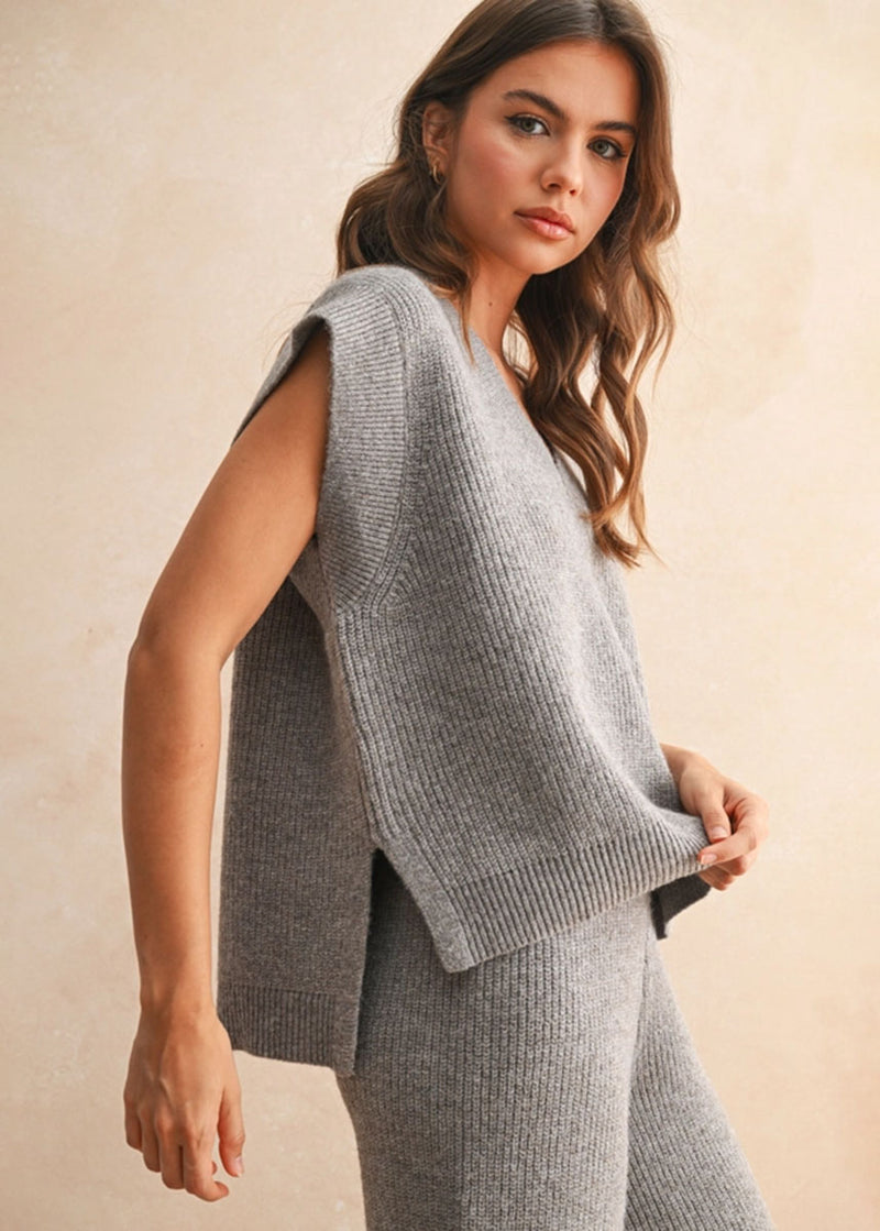 Gemma V-Neck Sweater Vest - Espresso