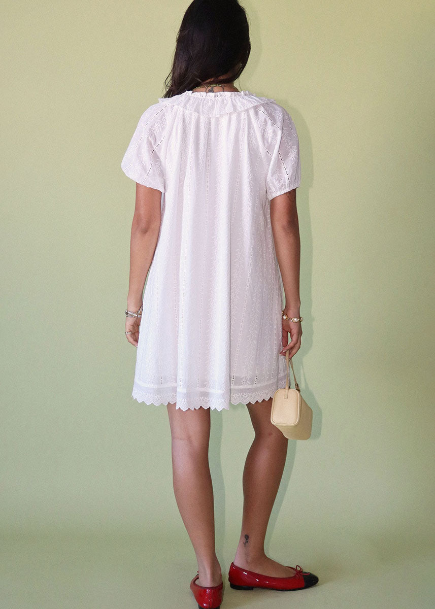 Belinda Eyelet Babydoll Mini Dress - Cream