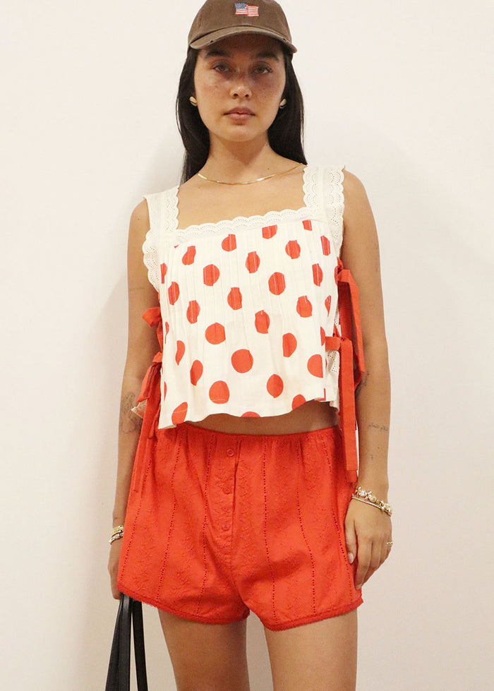 Broderie Shorts - Cherry Tomato