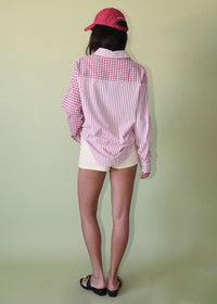 Indigo Mixed Stripe Oversized Shirt - Red