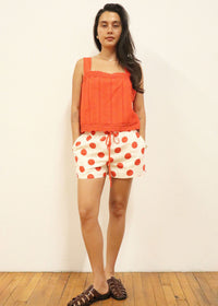 Eleanor Broderie Square Neck Top - Cherry Tomato