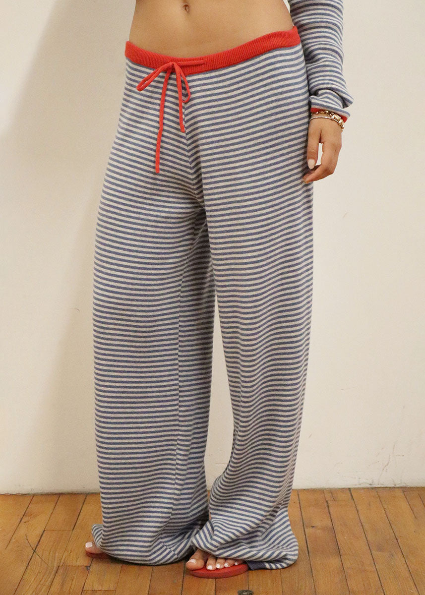 Bea Striped Wide Leg Pant - Marine