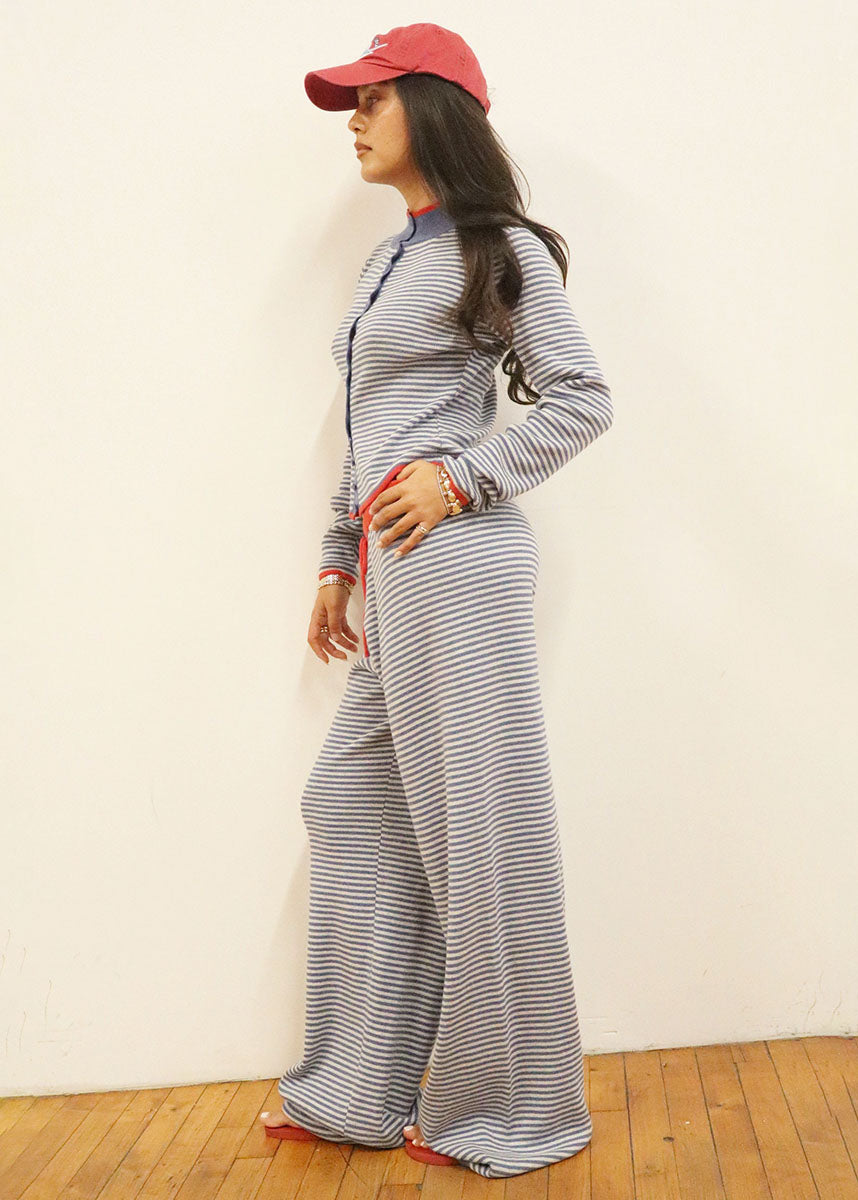 Bea Striped Wide Leg Pant - Marine