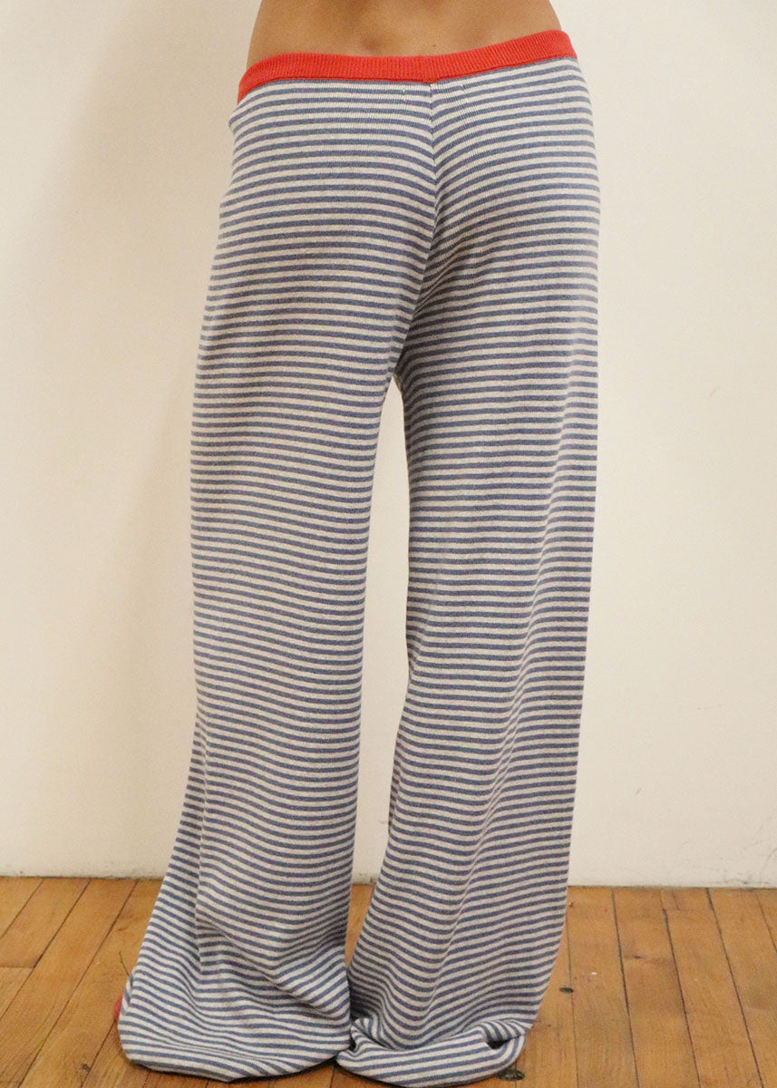 Bea Striped Wide Leg Pant - Marine