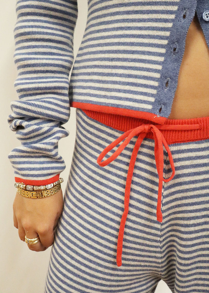 Bea Striped Wide Leg Pant - Marine