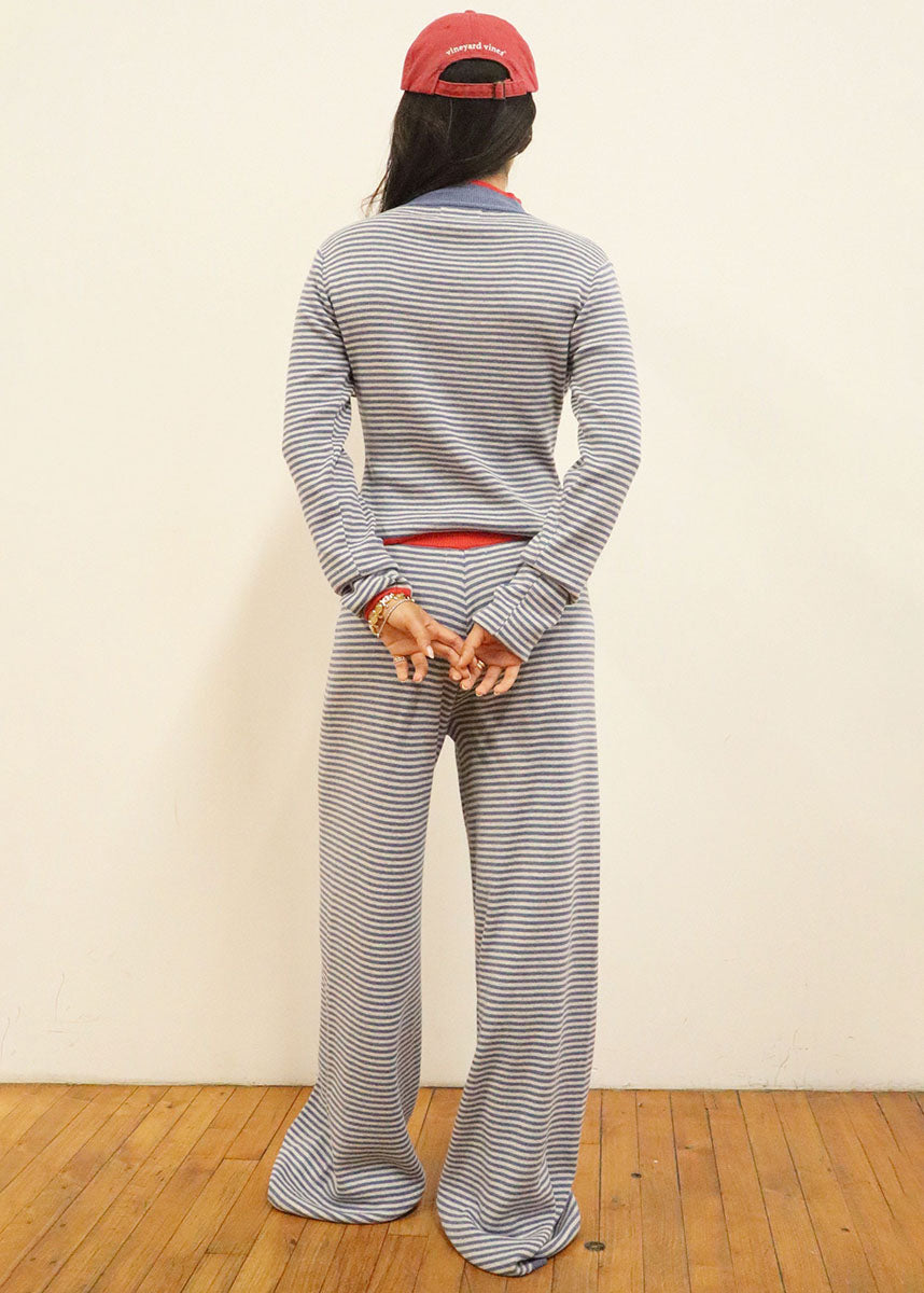 Bea Striped Wide Leg Pant - Marine