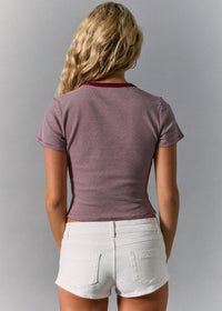 Zara Stripe Tee - Burgundy