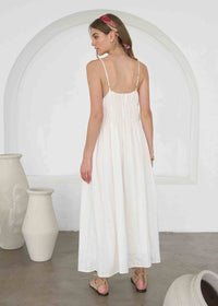 Catherine V-Neck Midi Dress - Cream Multi
