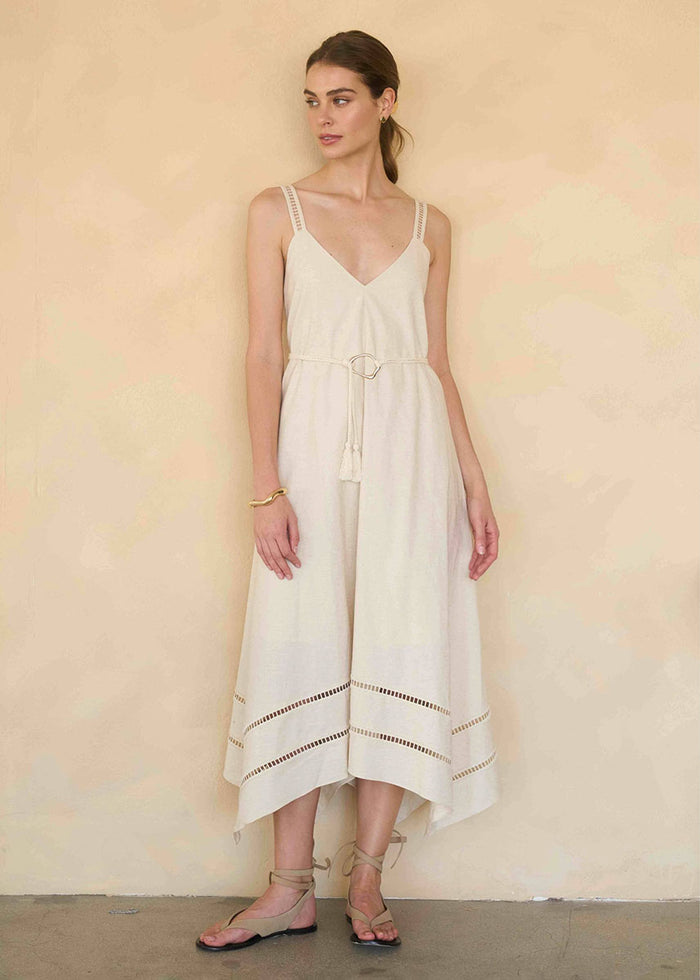 Lola Asymmetric Midi Dress - Oatmeal