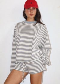 Ada Striped Lounge Shorts - Grey