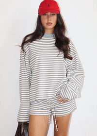 Ada Striped Lounge Shorts - Grey