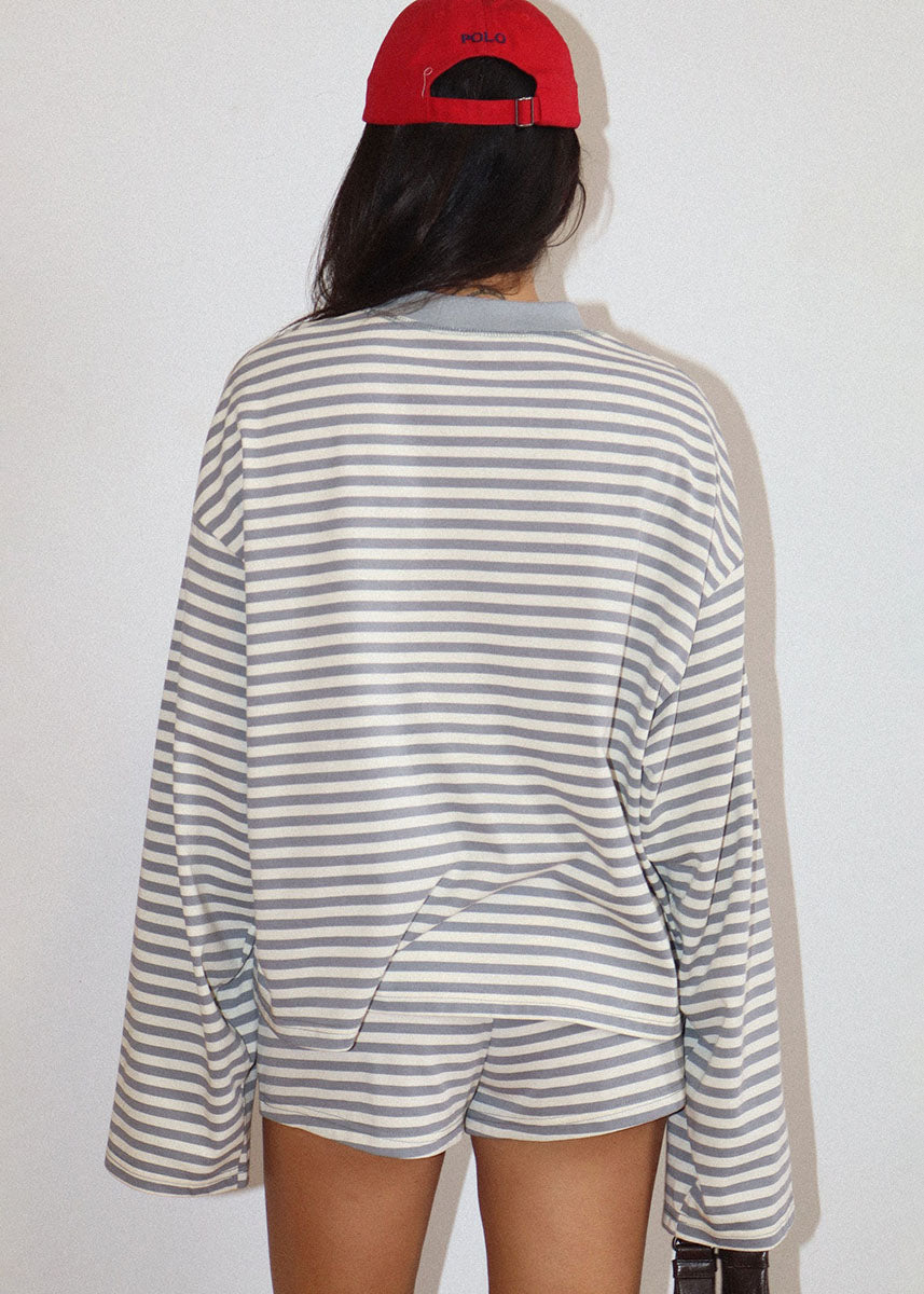 Ada Striped Lounge Shorts - Grey