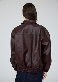 Adile Faux Leather Jacket - Burgundy