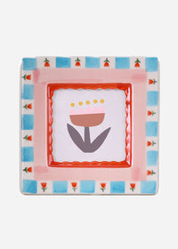 Square Ceramic Photo Frame - Red Flowers