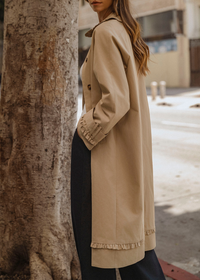 Martina Ruffle Trim Trench Coat - Taupe