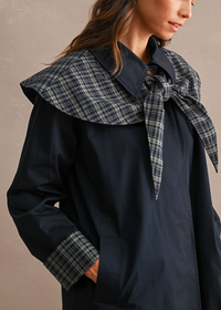 Elinia Longline Cape Scarf Trench Coat - Navy