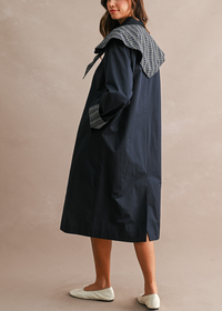 Elinia Longline Cape Scarf Trench Coat - Navy