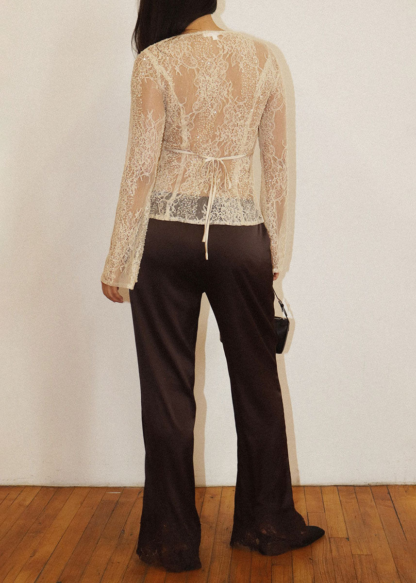 Mason Satin Pants - Brown